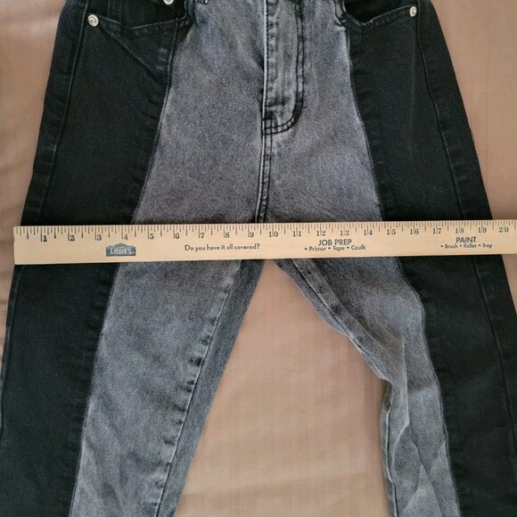 Adika Jeans Colorblock Two Tone Black Gray Retro 80s‎ 90s Y2K Womens Size Small - Picture 13 of 13